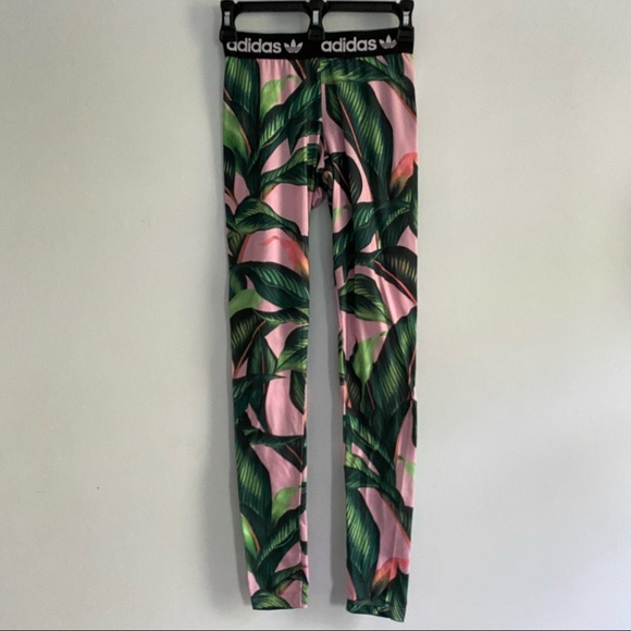 Adidas x Farm Palm Leaf Print Leggings XS - Picture 3 of 7